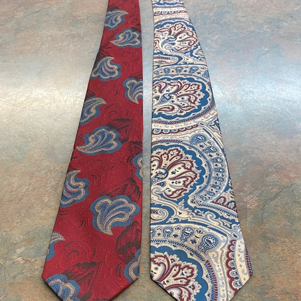 The Men's Store Paisley Ties - Burgundy and Navy